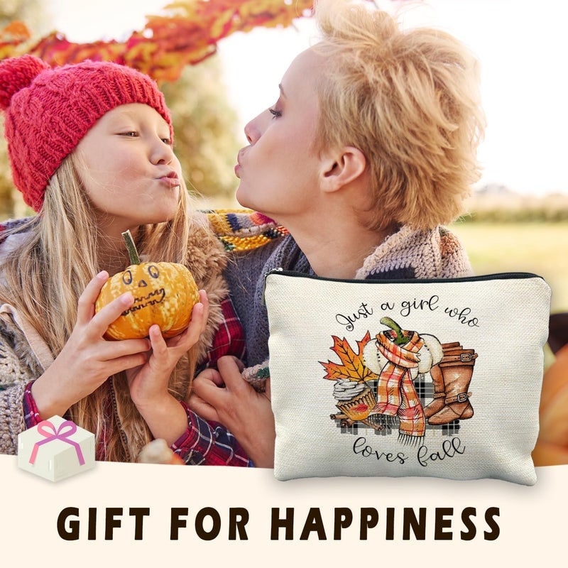 RYYCDOI Just a Girl Who Loves Fall Makeup Bag, Fall Gifts for Women, Fall Lovers Gifts, Autumn Pumpkin Coffee Cosmetic Bag for Women, Fall Themed Gifts, Womens Makeup Bag, Fall Makeup Pouch - Image 2
